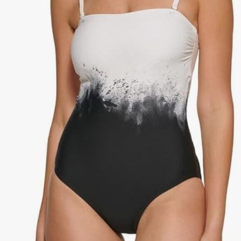 CALVIN KLEIN NWT Printed Removable Strap One-Piece Swimsuit 4 S